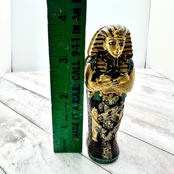 Egyptian Sarcophagus King Tut Coffin Trinket Box - Gold Pharaoh Statue Decor - Picture 8 of 8